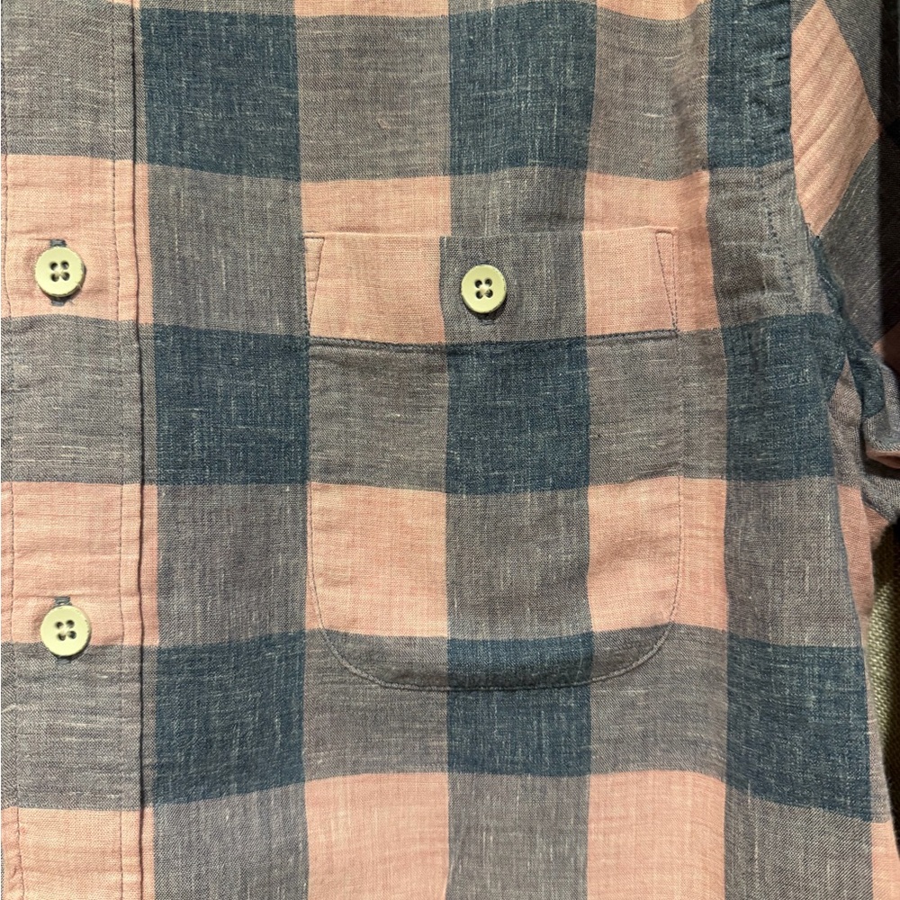 Faherty Men's Doublecloth Seaview Shirt - Blue and Pink - Size Medium - Picture 6 of 6
